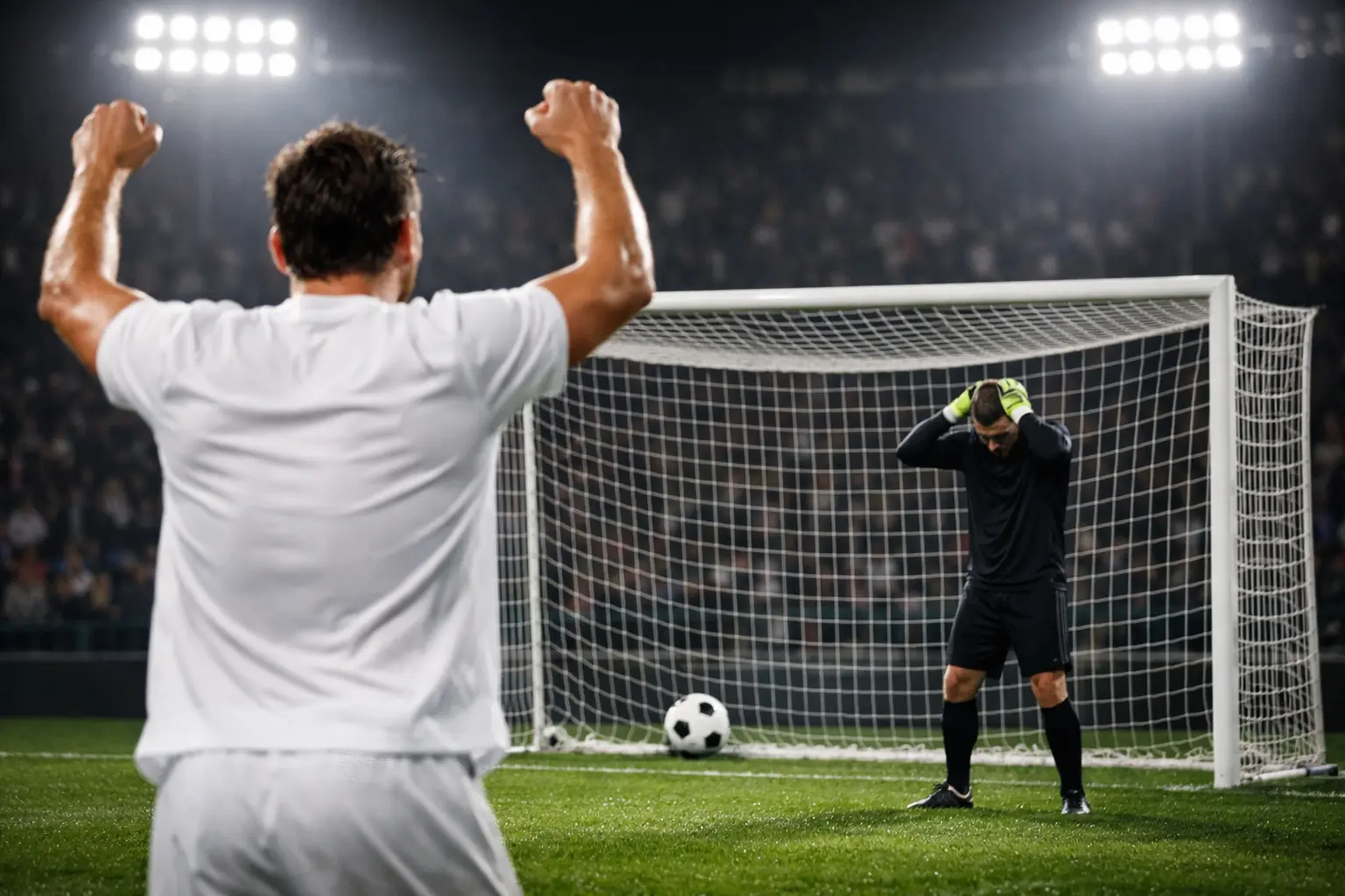 Attaccante che segna un gol durante una partita di Serie A